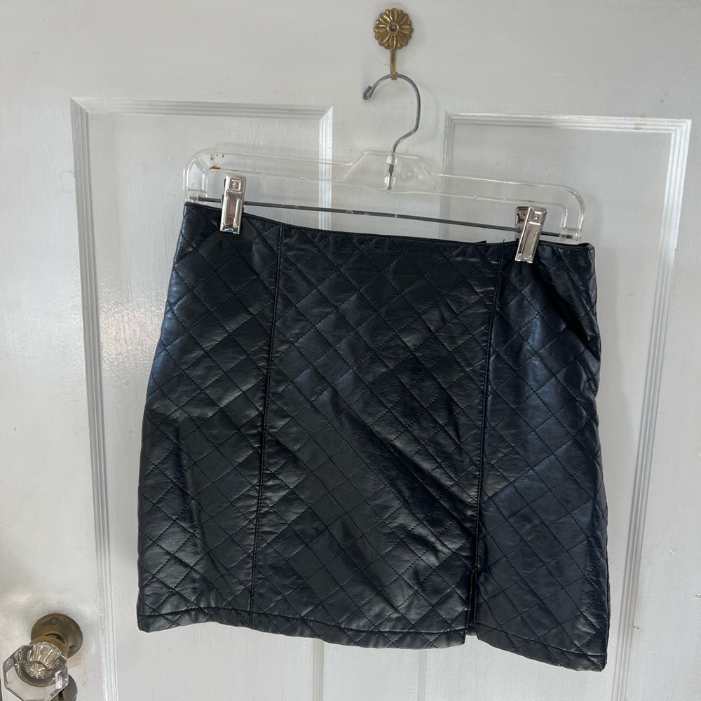 Faux Leather Quilted Mini Skirt